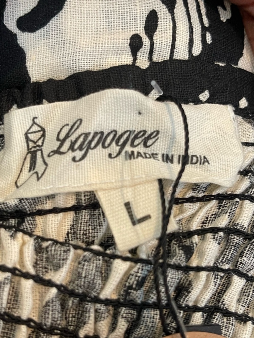 Smocked Wide-Leg Jumpsuit in Black & Cream - Picture 5 of 7